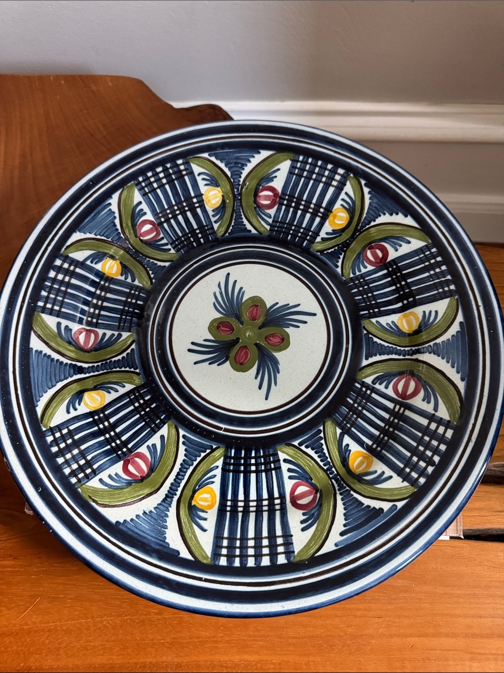 Vintage Hand-Painted Blue Ceramic Decorative Wall Plate - Picture 2 of 6